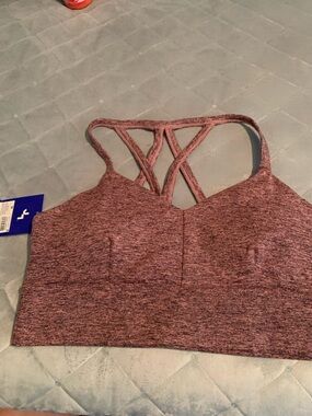 JoyLab Heather Mauve Strappy Longline Sports Bralette